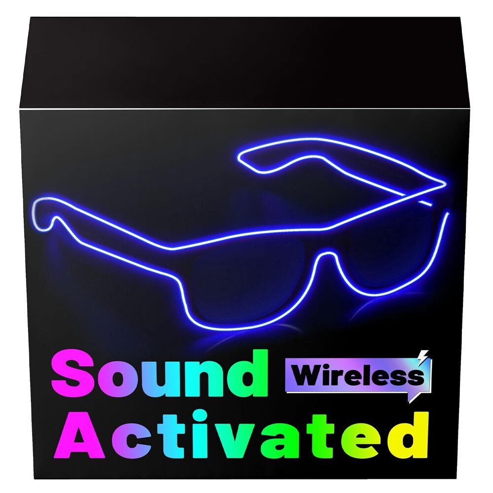 6634 Sound Activated Wireless Light up Glasses, LED Luminous Neon Rave